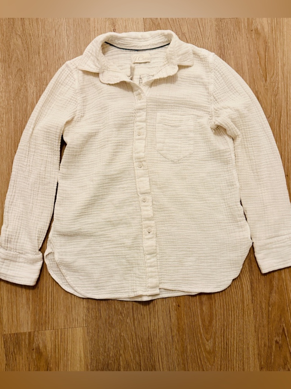 J. Crew White Button-Front Gauze Shirt